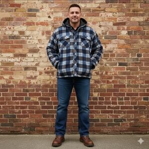 Legendary Whitetails 4xl Fleece, Lined Blue and Black Plaid Button UpJacket NWOT